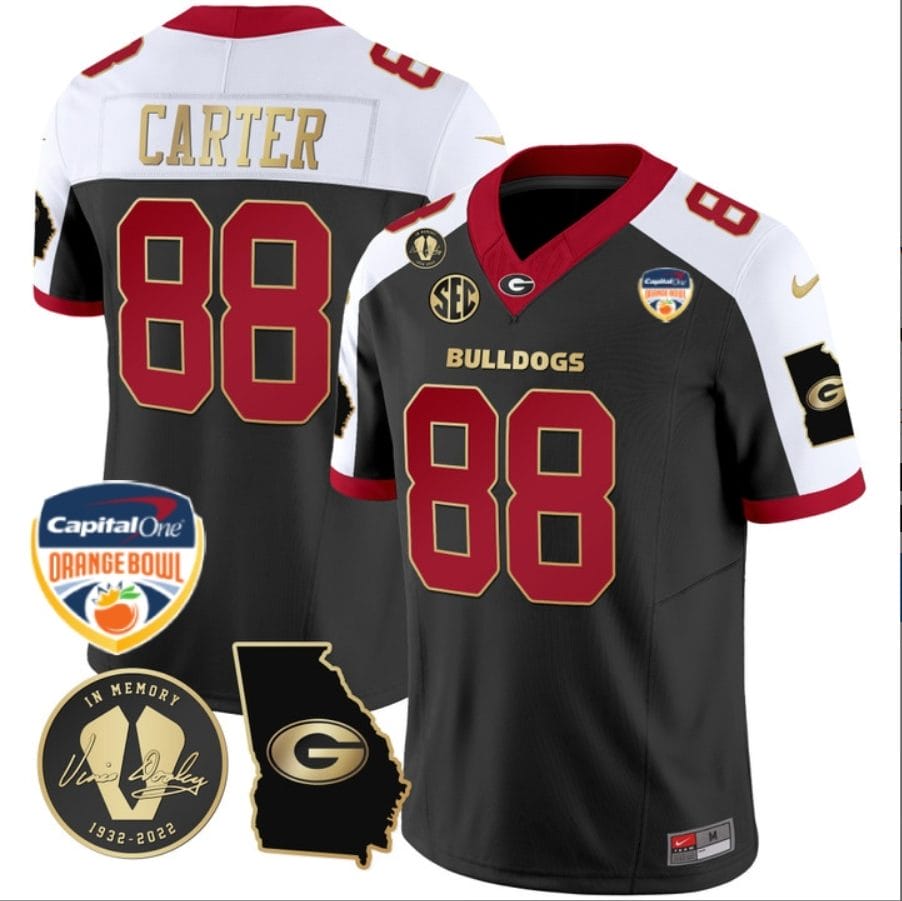 Jalen Carter Jersey #88 Georgia Bulldogs Vapor Limited Orange Bowl Patch Alternate 1 Jalen Carter Jersey #88 Georgia Bulldogs Vapor Limited Orange Bowl Patch Alternate