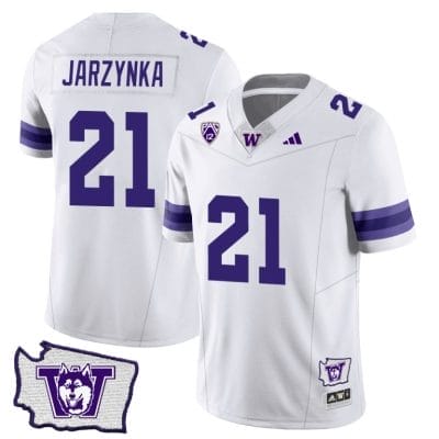 Joe Jarzynka Jersey #21 Washington Huskies Washington Map Patch Football White 8 Joe Jarzynka Jersey #21 Washington Huskies Washington Map Patch Football White