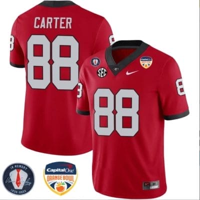 Jalen Carter Jersey #88 Georgia Bulldogs Orange Bowl Patch Football Stitched Red