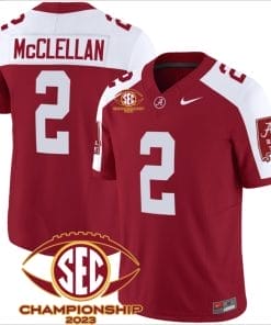 Jase McClellan Jersey #2 Alabama Crimson SEC Championship 2023 Patch Vapor Limited Football Crimson Alternate