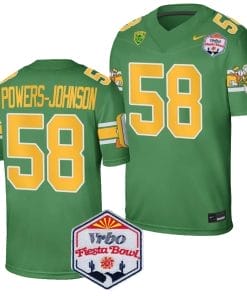 Jackson Powers Johnson Jersey #58 Oregon Ducks Fiesta Bowl Patch 2024 Football Playoff Green