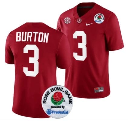 Jermaine Burton Jersey #3 Alabama Crimson Tide Rose Bowl Game 2024 Patch College Football Playoff Crimson