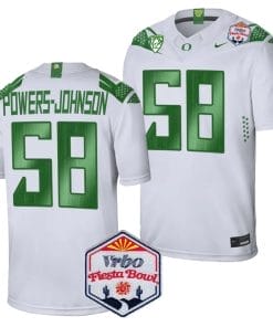 Jackson Powers Johnson Jersey #58 Oregon Ducks Fiesta Bowl Patch 2024 Football White