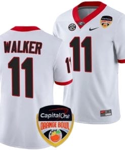 Jalon Walker Jersey #11 Georgia Bulldogs Orange Bowl Patch 2023 College Football White