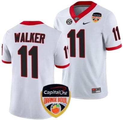 Jalon Walker Jersey #11 Georgia Bulldogs Orange Bowl Patch 2023 College Football White 8 Jalon Walker Jersey #11 Georgia Bulldogs Orange Bowl Patch 2023 College Football White