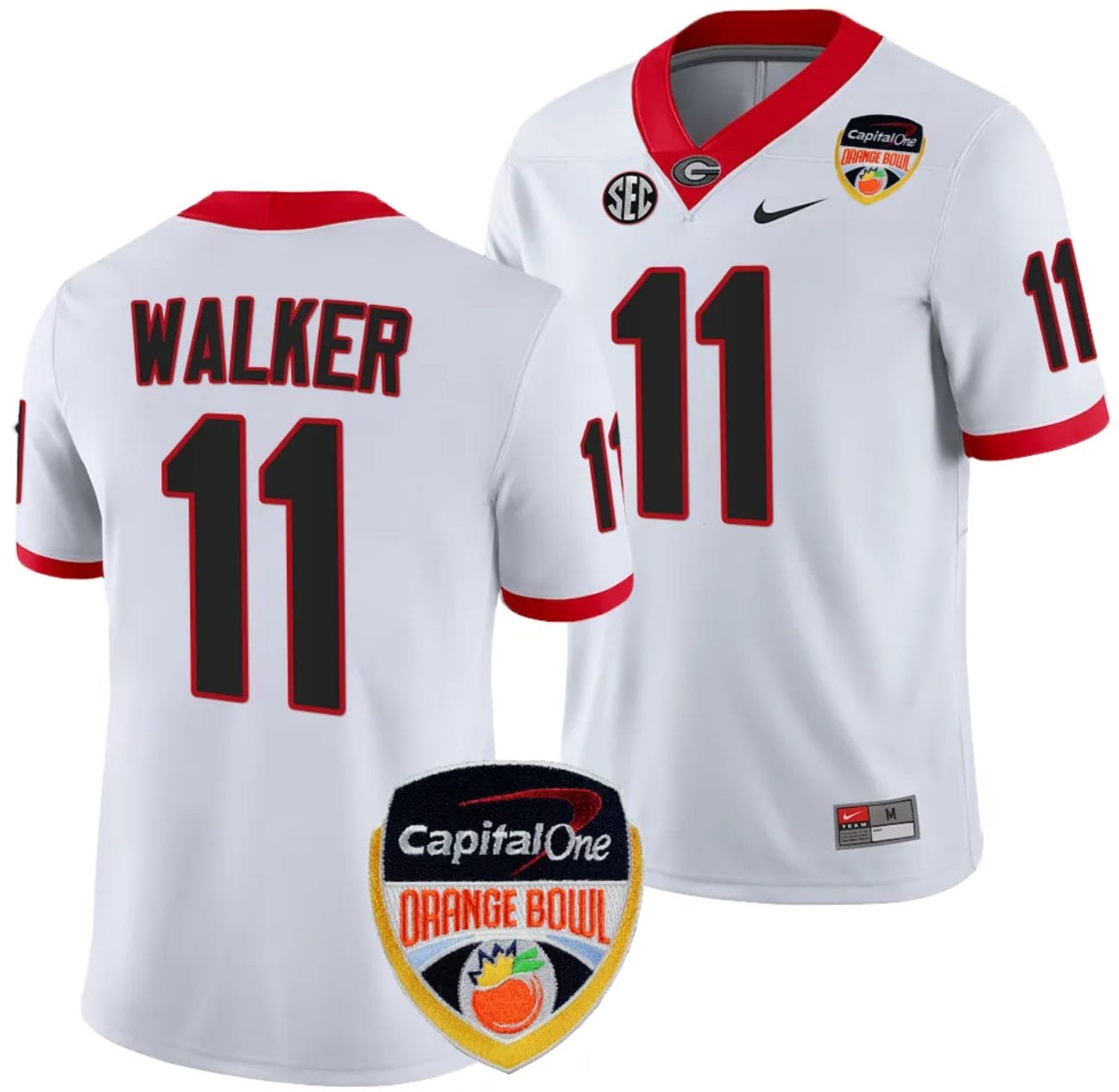 Jalon Walker Jersey #11 Georgia Bulldogs Orange Bowl Patch 2023 College Football White 1 Jalon Walker Jersey #11 Georgia Bulldogs Orange Bowl Patch 2023 College Football White