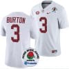 Jermaine Burton Jersey #3 Alabama Crimson Tide Rose Bowl Game 2024 Patch College Football Playoff White