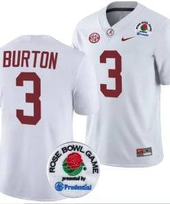 Jermaine Burton Jersey #3 Alabama Crimson Tide Rose Bowl Game 2024 Patch College Football Playoff White