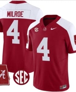 Jalen Milroe Jersey #4 Alabama Crimson Tide Vapor Stitched Football Alabama Map Crimson