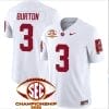 Jermaine Burton Jersey #3 Alabama Crimson SEC Championship 2023 Patch Vapor Limited Football White