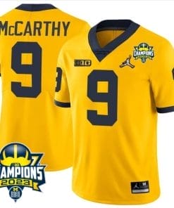 JJ McCarthy Jersey #9 Michigan Wolverines 2023 Big Ten Champions Patch Stitched Maize