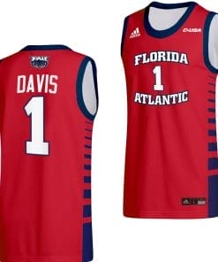 Johnell Davis Jersey #1 FAU Owls College Basketball Replica Red