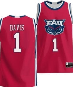 Johnell Davis Jersey #1 FAU Owls NIL College Basketball Lightweight Red