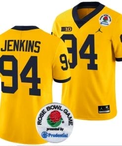Kris Jenkins Jersey #94 Michigan Wolverines Rose Bowl Game 2024 Patch College Football Playoff Maize