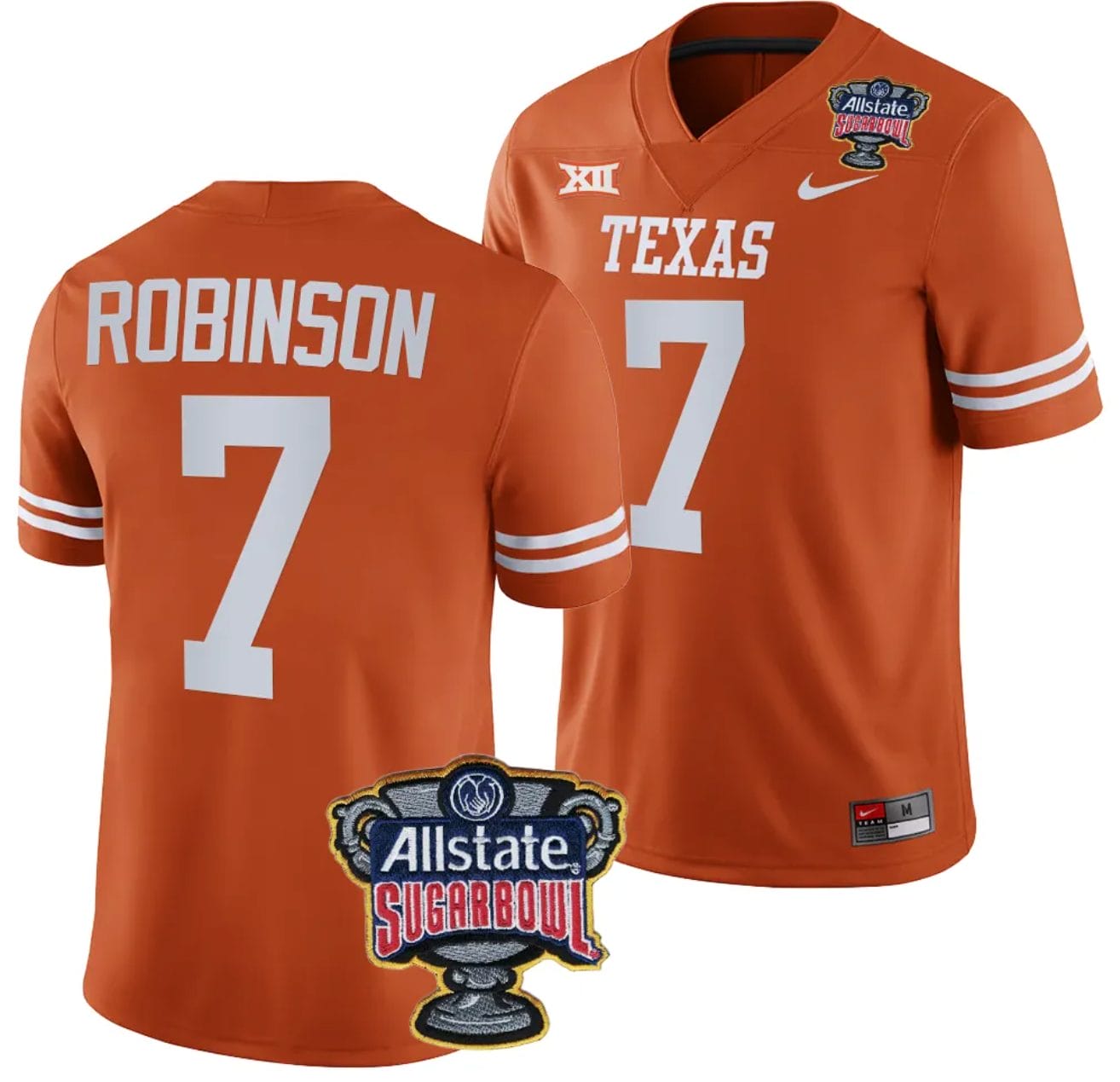Keilan Robinson Jersey #7 Texas Longhorns Allstate Sugar Bowl Patch 2024 College Football Orange 1 Keilan Robinson Jersey #7 Texas Longhorns Allstate Sugar Bowl Patch 2024 College Football Orange