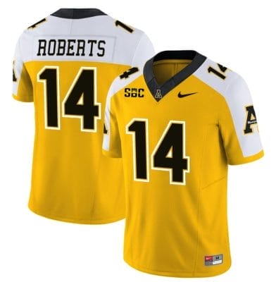 Kanye Roberts Jersey #14 Appalachian State Mountaineers Vapor Limited College Football Yellow Alternate 8 Kanye Roberts Jersey #14 Appalachian State Mountaineers Vapor Limited College Football Yellow Alternate