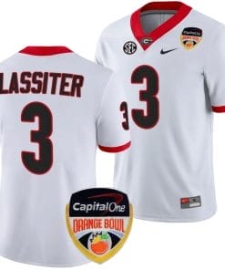 Kamari Lassiter Jersey #3 Georgia Bulldogs Orange Bowl Patch 2023 College Football White
