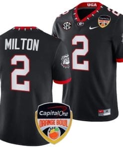 Kendall Milton Jersey #2 Georgia Bulldogs Orange Bowl Patch 2023 College Football Black
