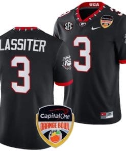 Kamari Lassiter Jersey #3 Georgia Bulldogs Orange Bowl Patch 2023 College Football Black
