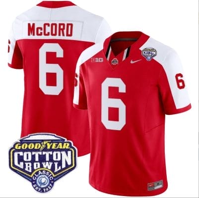 Kyle Mccord Jersey #6 Ohio State Buckeyes Cotton Bowl Patch Vapor Football Red Alternate 8 Kyle Mccord Jersey #6 Ohio State Buckeyes Cotton Bowl Patch Vapor Football Red Alternate