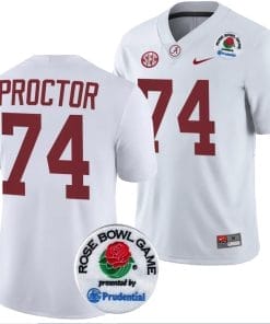 Kadyn Proctor Jersey #74 Alabama Crimson Tide Rose Bowl Game 2024 Patch College Football Playoff White