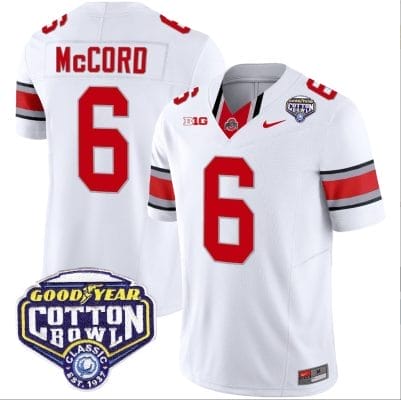 Kyle Mccord Jersey #6 Ohio State Buckeyes Cotton Bowl Patch Vapor Football White 8 Kyle Mccord Jersey #6 Ohio State Buckeyes Cotton Bowl Patch Vapor Football White
