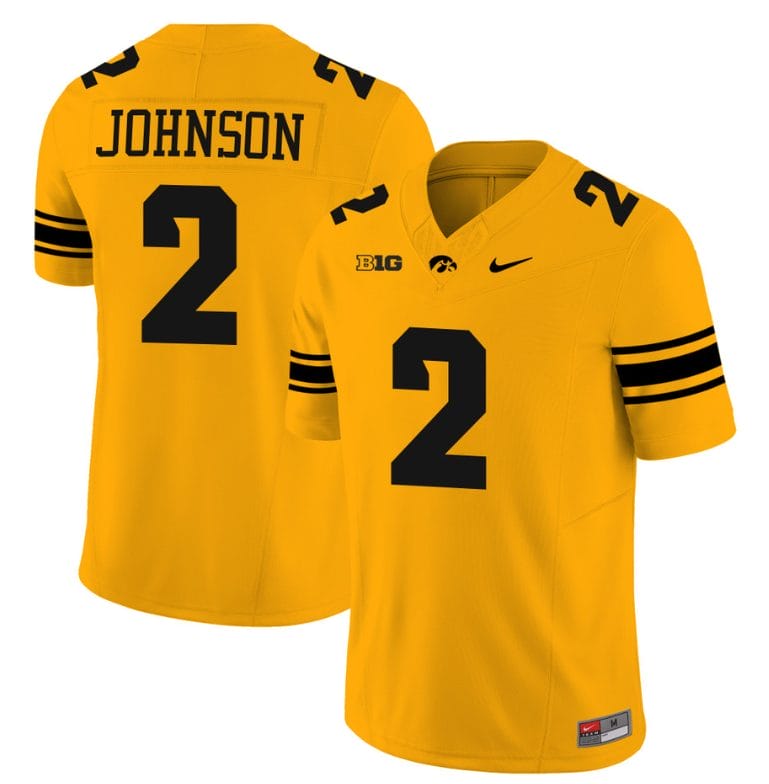 Kaleb Johnson Jersey #2 Iowa Hawkeyes Vapor Limited College Football Gold 1 Kaleb Johnson Jersey #2 Iowa Hawkeyes Vapor Limited College Football Gold