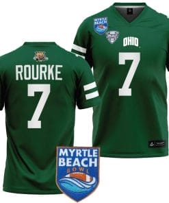 Kurtis Rourke Jersey #7 Ohio Bobcats 2023 Myrtle Beach Bowl College Football Green