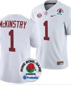 Kool Aid McKinstry Jersey #1 Alabama Crimson Tide Rose Bowl Game 2024 Patch College Football Playoff White