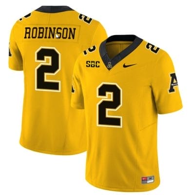 Kaedin Robinson Jersey #2 Appalachian State Mountaineers Vapor Limited College Football Yellow