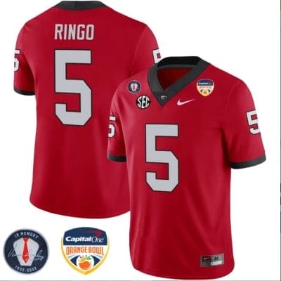 Kelee Ringo Jersey #5 Georgia Bulldogs Orange Bowl Patch Football Stitched Red