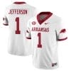 KJ Jefferson Jersey #1 Arkansas Razorback Football All Stitched White