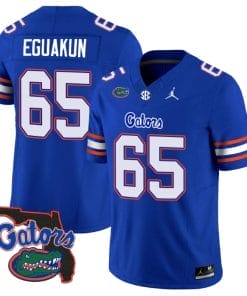 Kingsley Eguakun Jersey #65 Florida Gators Vapor Limited Florida Map College Football Royal
