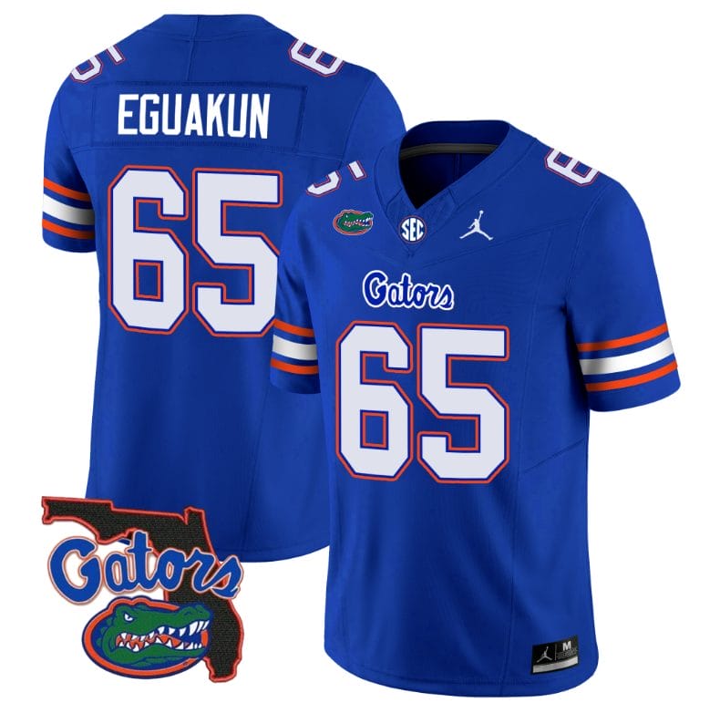 Kingsley Eguakun Jersey #65 Florida Gators Vapor Limited Florida Map College Football Royal 1 Kingsley Eguakun Jersey #65 Florida Gators Vapor Limited Florida Map College Football Royal