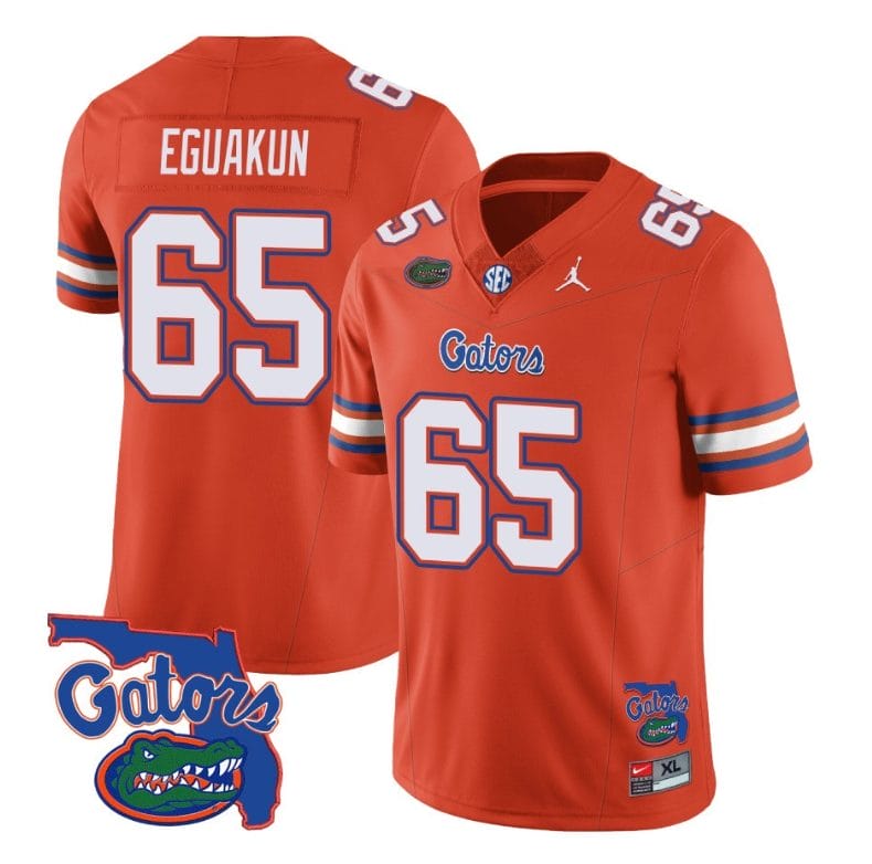 Kingsley Eguakun Jersey #65 Florida Gators Vapor Limited College Football Orange 1 Kingsley Eguakun Jersey #65 Florida Gators Vapor Limited College Football Orange
