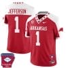 KJ Jefferson Jersey #1 Arkansas Razorback Football Arkansas Patched All Stitched Red Alternate