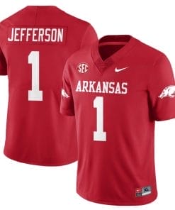 KJ Jefferson Jersey #1 Arkansas Razorback Football All Stitched Red
