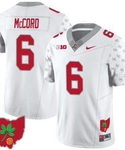 Kyle McCord Jersey #6 Ohio State Buckeyes Football Stitched Ohio Map Patch White Special Style 2