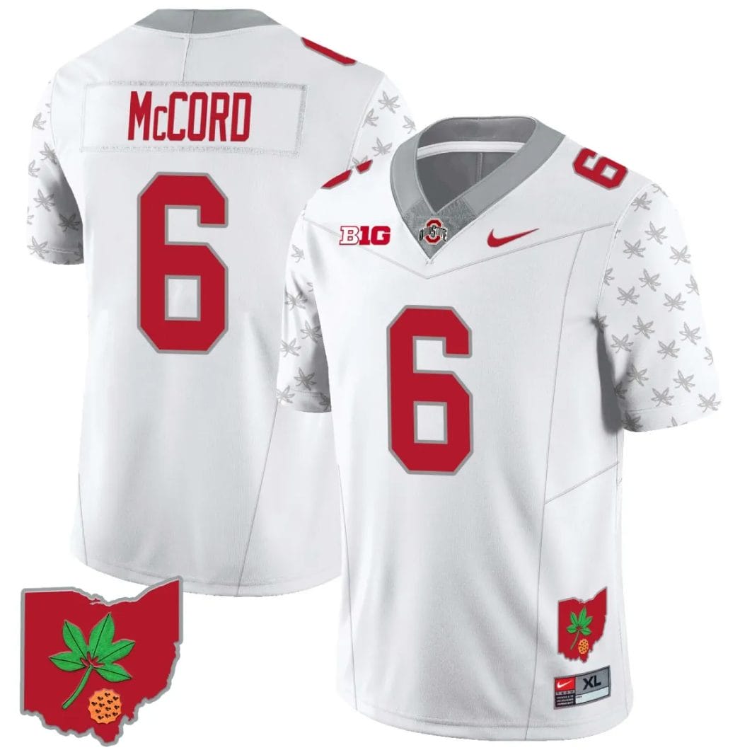 Kyle McCord Jersey #6 Ohio State Buckeyes Football Stitched Ohio Map Patch White Special Style 2 1 Kyle McCord Jersey #6 Ohio State Buckeyes Football Stitched Ohio Map Patch White Special Style 2