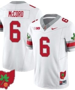 Kyle McCord Jersey #6 Ohio State Buckeyes Football Stitched Ohio Map Patch White Style 2