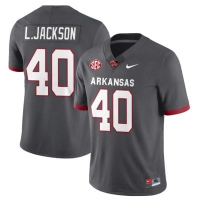 Landon Jackson Jersey #40 Arkansas Razorback Football All Stitched Gray