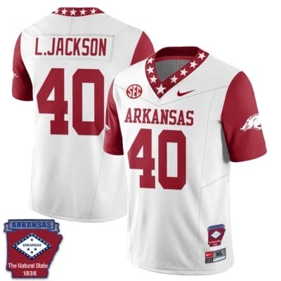 Landon Jackson Jersey #40 Arkansas Razorback Football Arkansas Patched All Stitched Red Sleeves 10 Landon Jackson Jersey #40 Arkansas Razorback Football Arkansas Patched All Stitched Red Sleeves