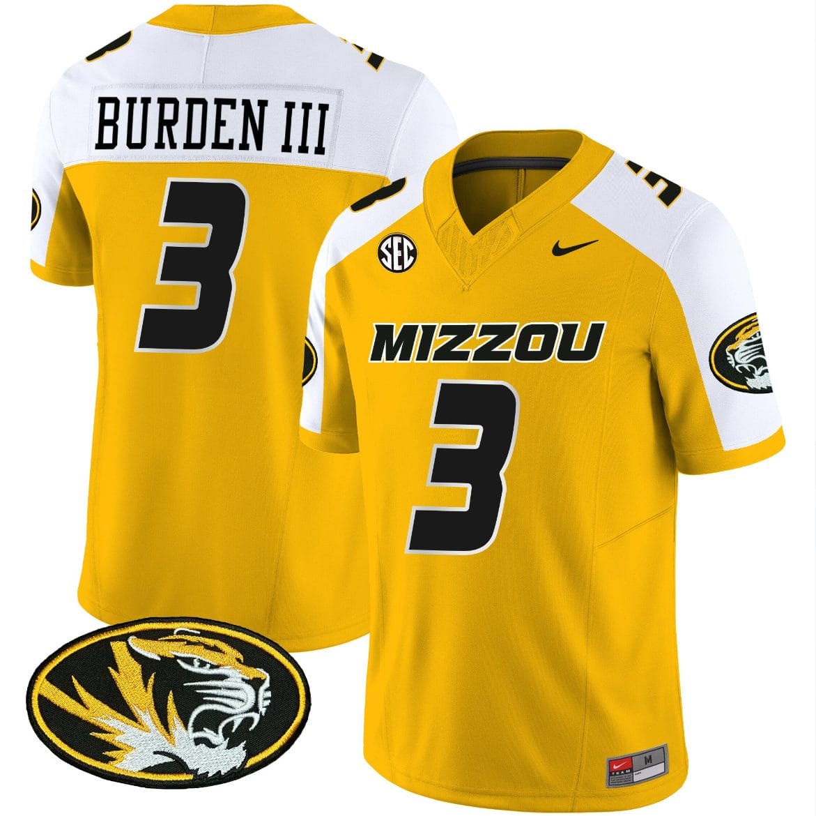 Luther Burden III Jersey #3 Missouri Tigers Vapor Limited College Football Stitched Gold Alternate 1 Luther Burden III Jersey #3 Missouri Tigers Vapor Limited College Football Stitched Gold Alternate