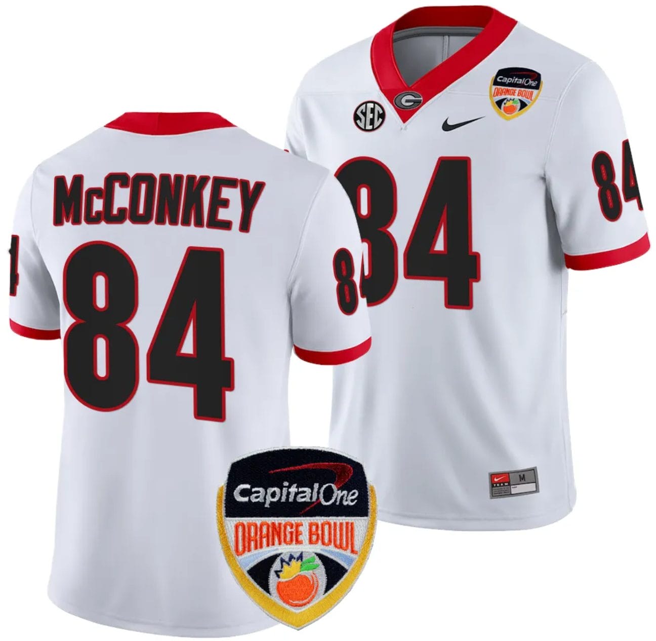 Ladd McConkey Jersey #84 Georgia Bulldogs Orange Bowl Patch 2023 College Football White 1 Ladd McConkey Jersey #84 Georgia Bulldogs Orange Bowl Patch 2023 College Football White