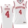 LJ Cryer Jersey #4 Houston Cougars NIL College Basketball Lightweight White