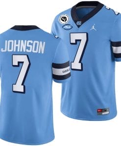 Max Johnson Jersey #7 North Carolina Tar Heels Throwback College Football Blue 2024