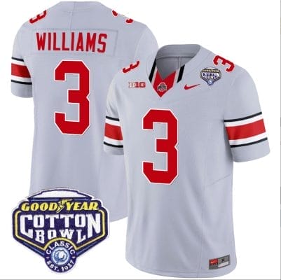 Miyan Williams Jersey #3 Ohio State Buckeyes Cotton Bowl Patch Vapor Football Gray