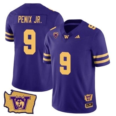 Michael Penix Jr Jersey #9 Washington Huskies Washington Map Patch Football Purple Gold 8 Michael Penix Jr Jersey #9 Washington Huskies Washington Map Patch Football Purple Gold