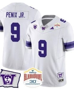 Michael Penix Jr Jersey #9 Washington Huskies Alamo Bowl Patch Football White