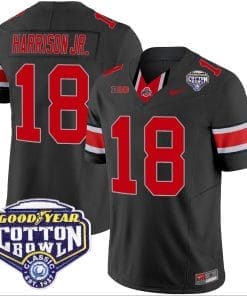 Marvin Harrison Jr Jersey #18 Ohio State Buckeyes Cotton Bowl Patch Vapor Football Black